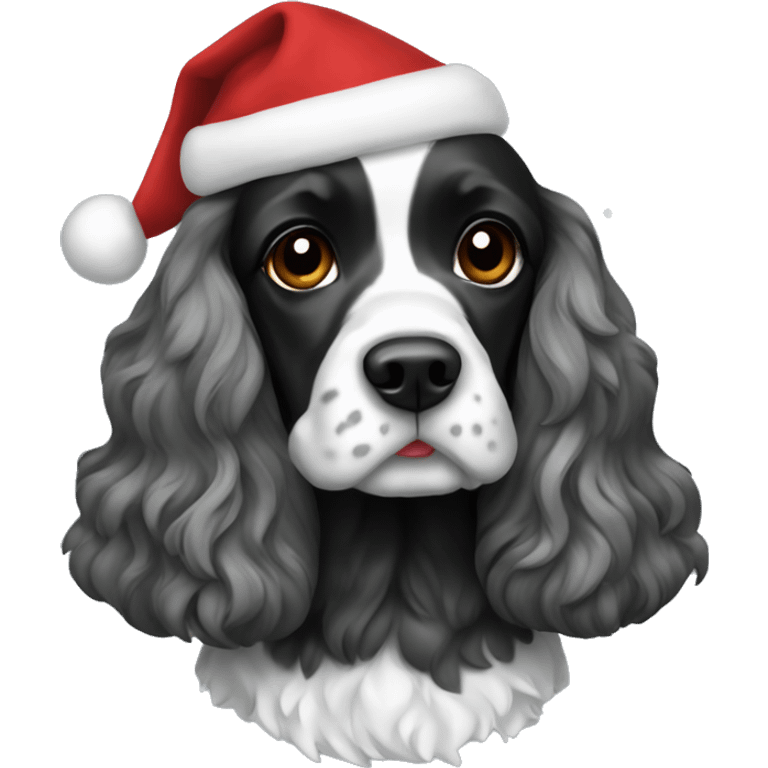 Black and grey cocker spaniel with Christmas jumper on emoji