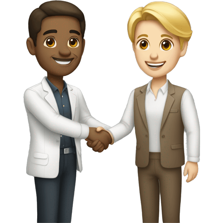 light-skinned restaurateur and blogger shake hands emoji