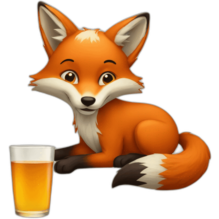 Drunk fox drinking emoji