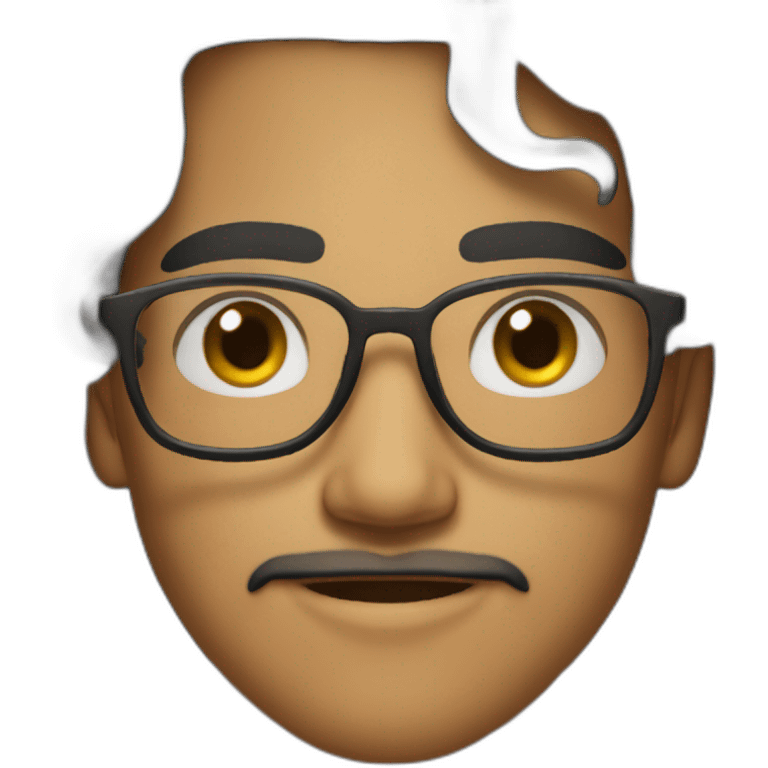 Indian teenager, with light moustache and a goatee, with long wavy black hair,jawline, wearing glasses emoji