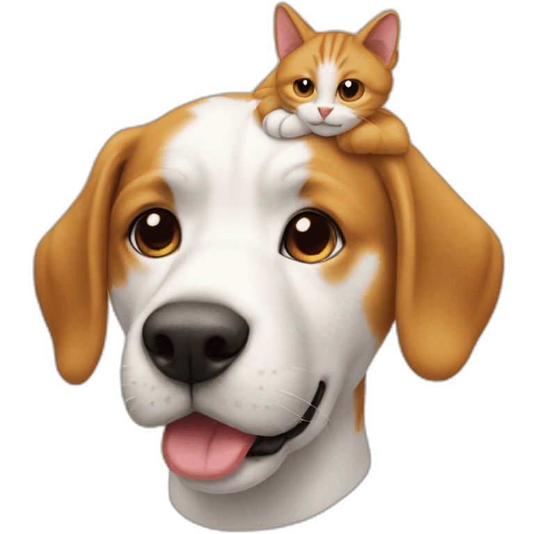 Cat on dog emoji