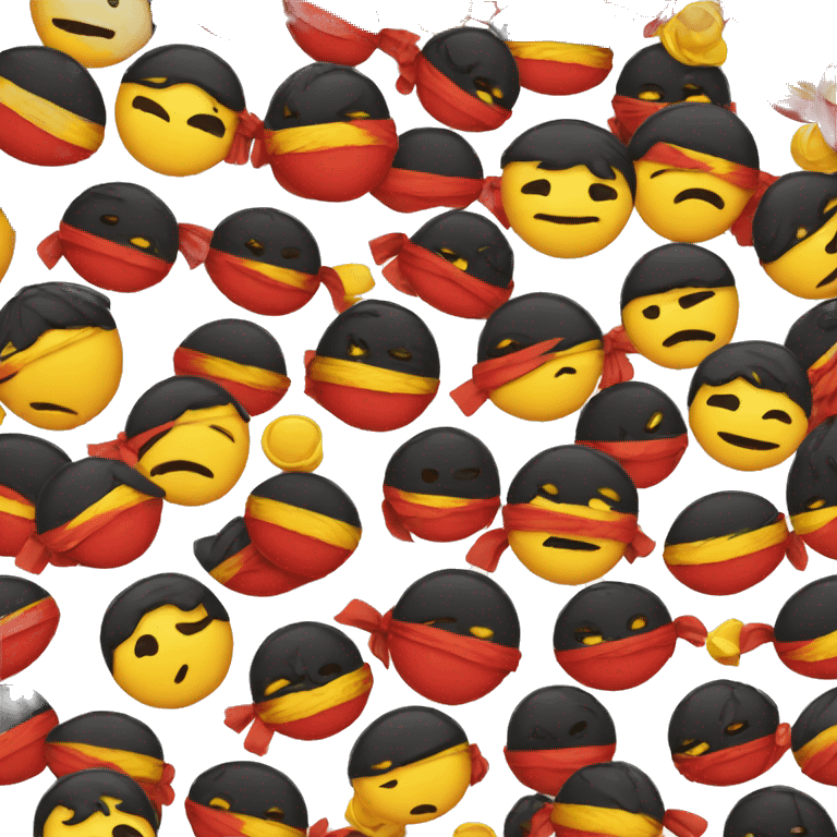 one round emoji like a ninja- colors black, red, yellow like german flag emoji