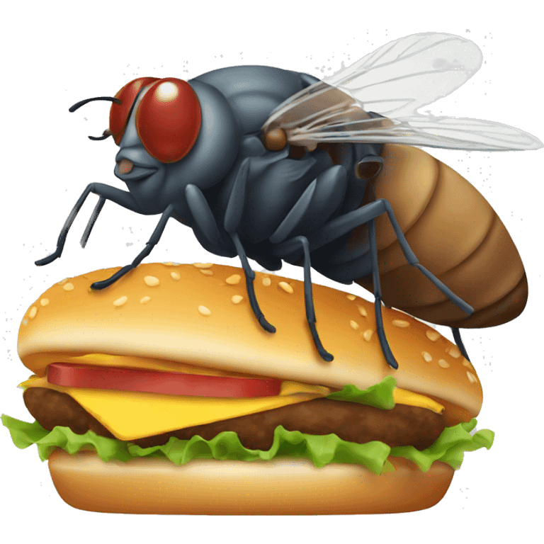 A fly eating a hamburger emoji