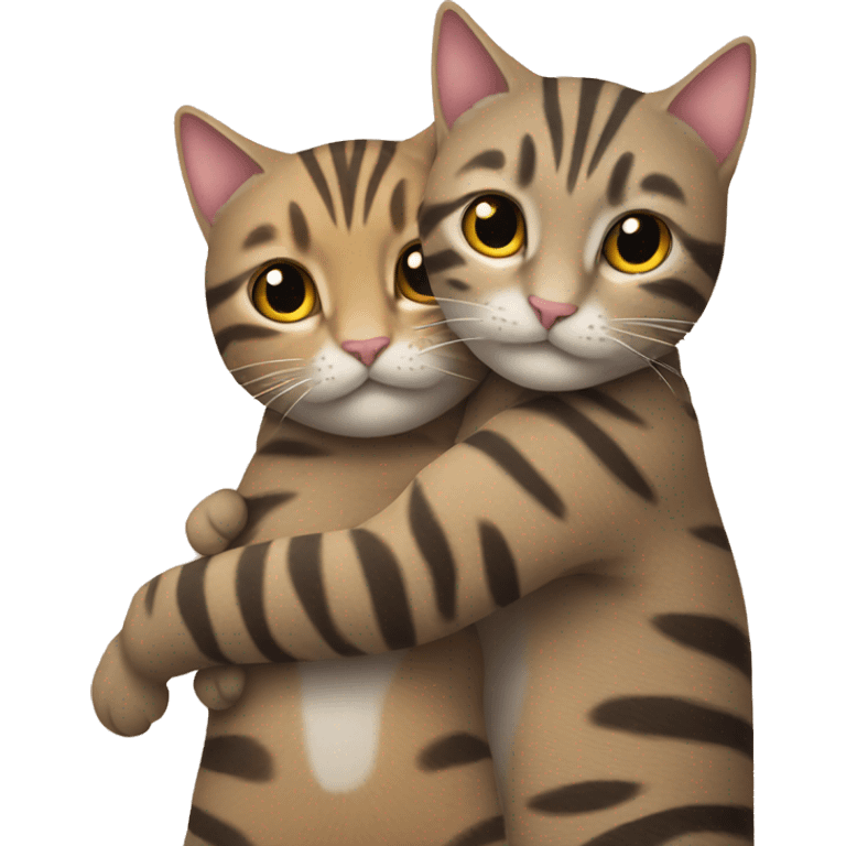 Two Tabby cat hug emoji