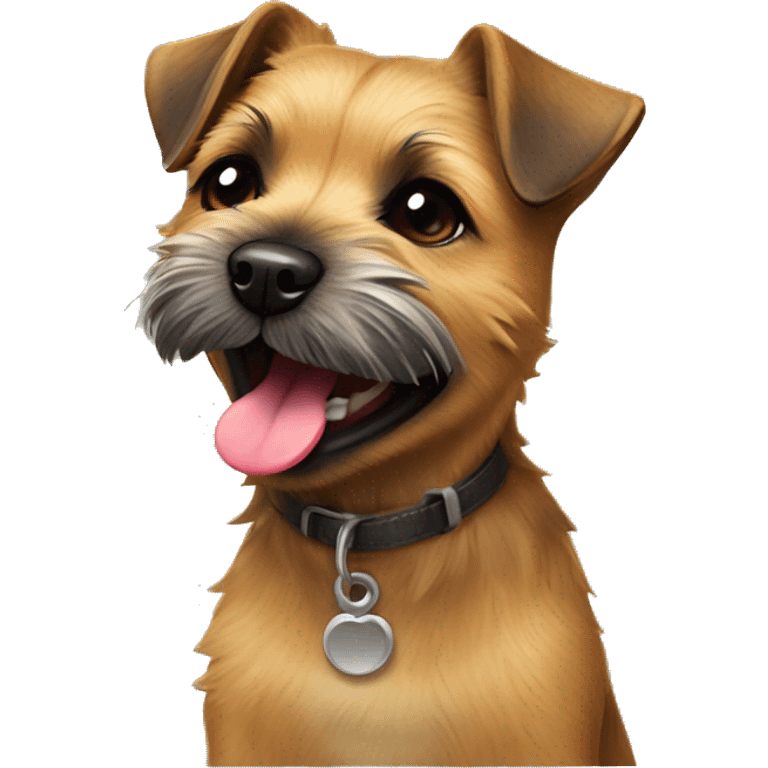 Border Terrier smiling with it's tongue out emoji