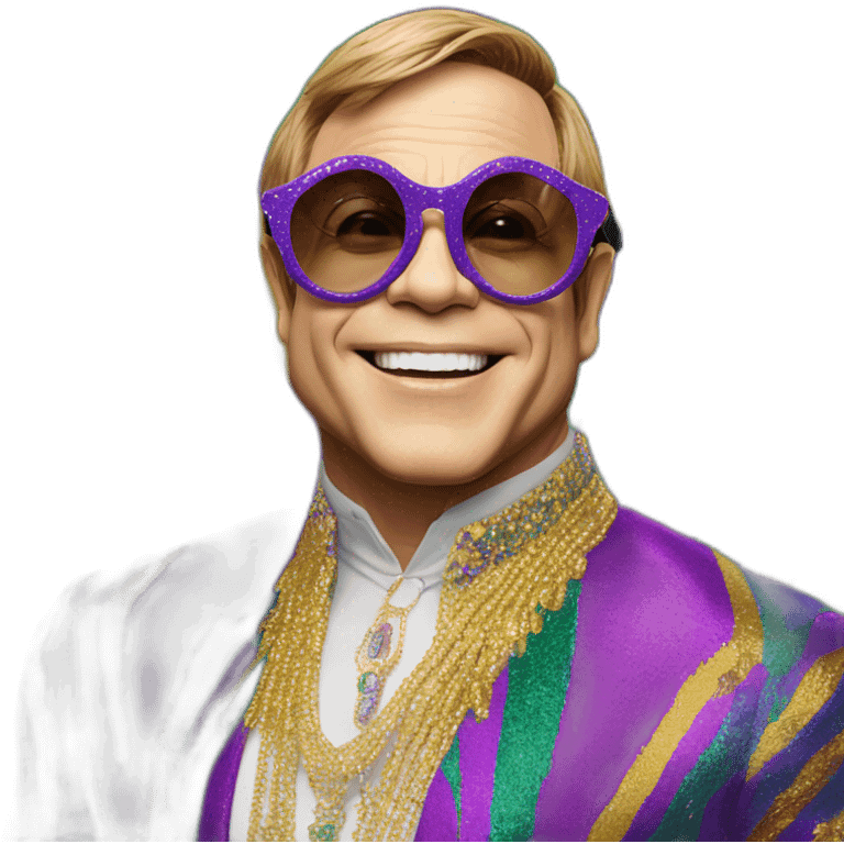 elton john wearing KREWE eywear sunglasses mardi gras emoji