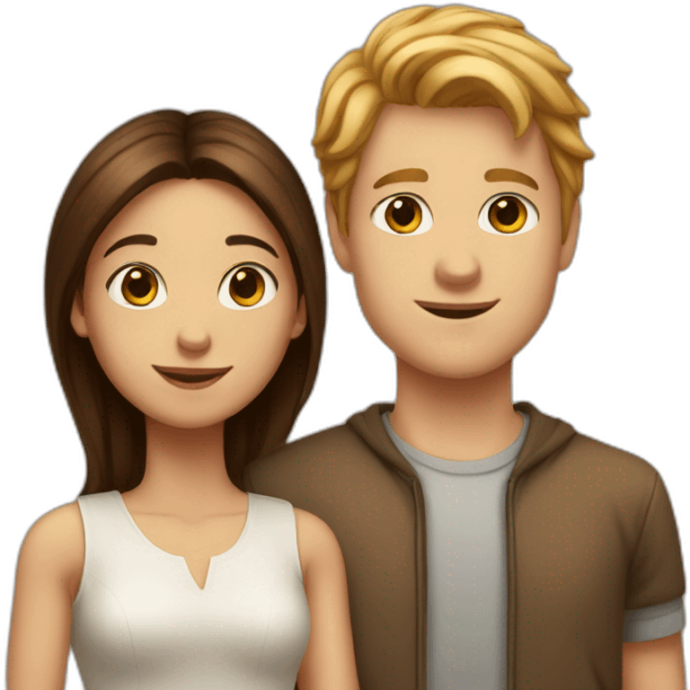 Tall white boy and short brown girl in love emoji