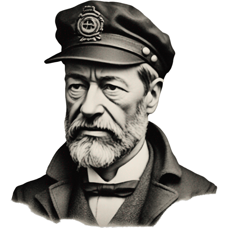 sociologist max weber wearing engine driver hat, black and white woodcut emoji