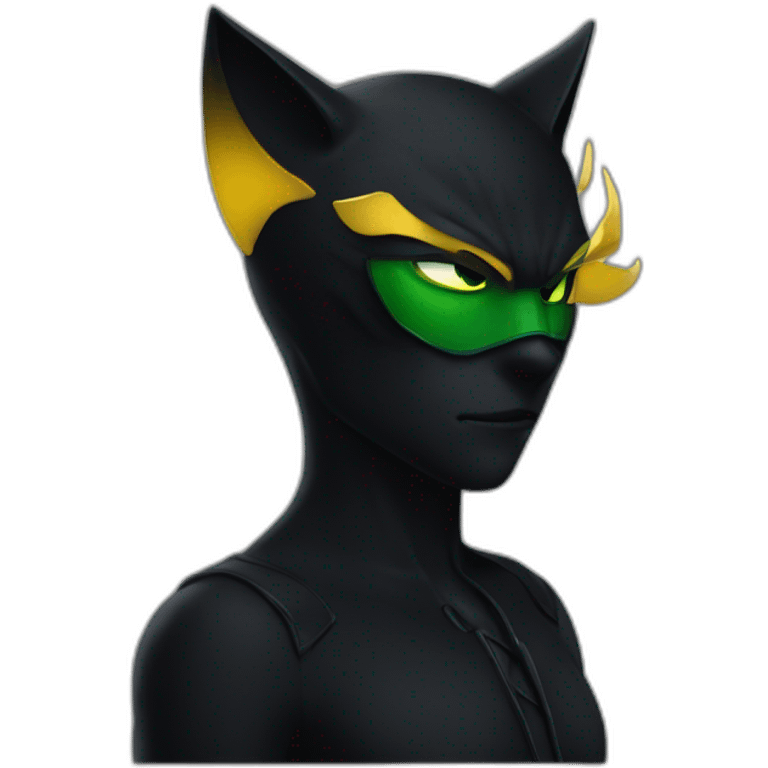 Chat noir yeux verts emoji