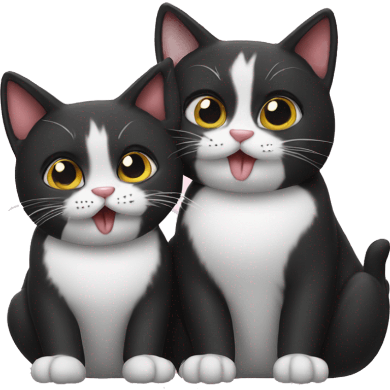 Two tuxedo cats blowing kisses emoji