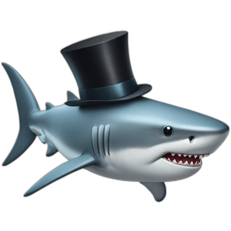 Shark with a top hat emoji