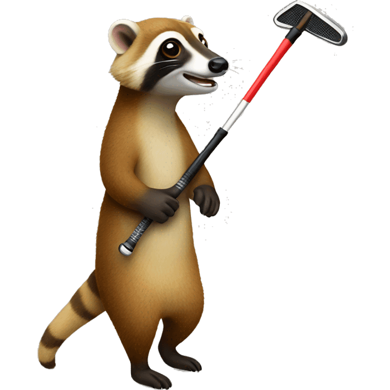 real coati with golf club emoji