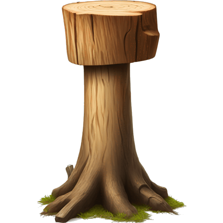 Realistic wood stump with axe cutting into it emoji