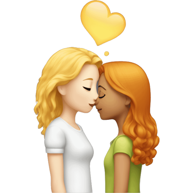 A blond and a Ginger Girl kissing  emoji