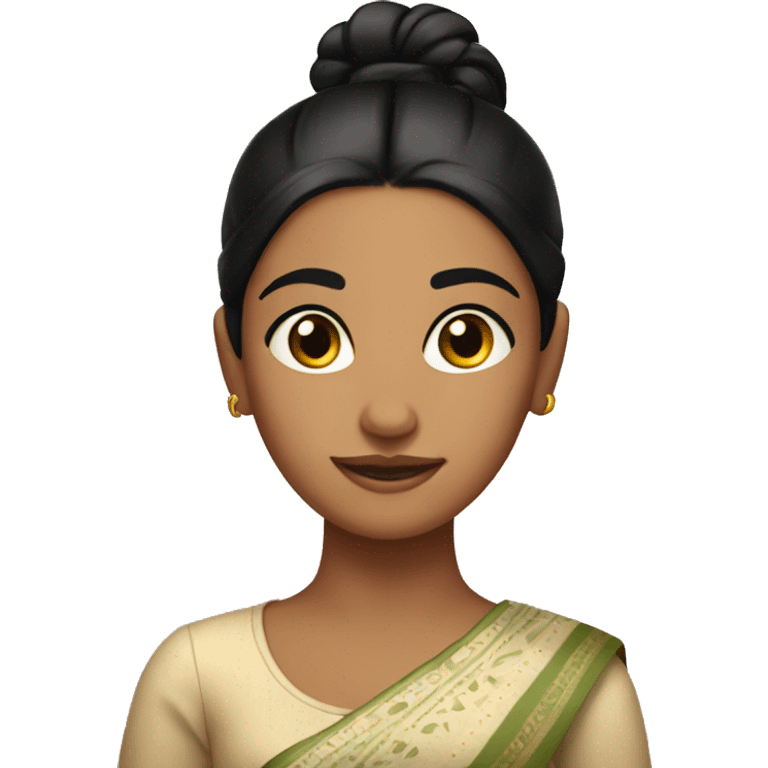 Indian girl with black hair with a bun emoji