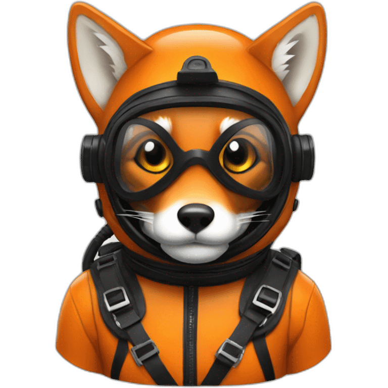 fox in black rubber shiny diving suit emoji