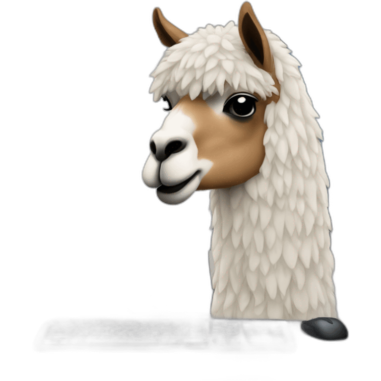 a llama hacking on a computer emoji