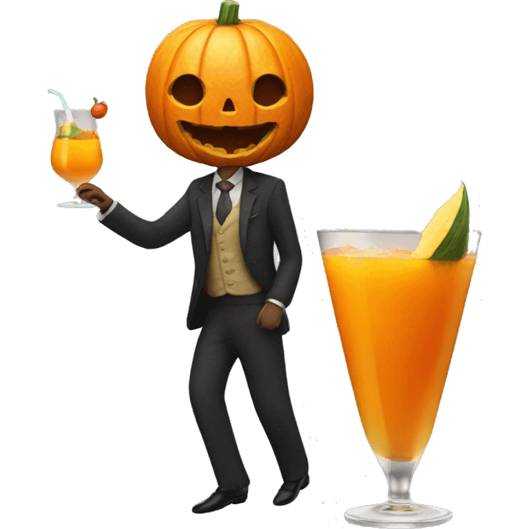 Person with Pumpkin head drinking cocktail emoji