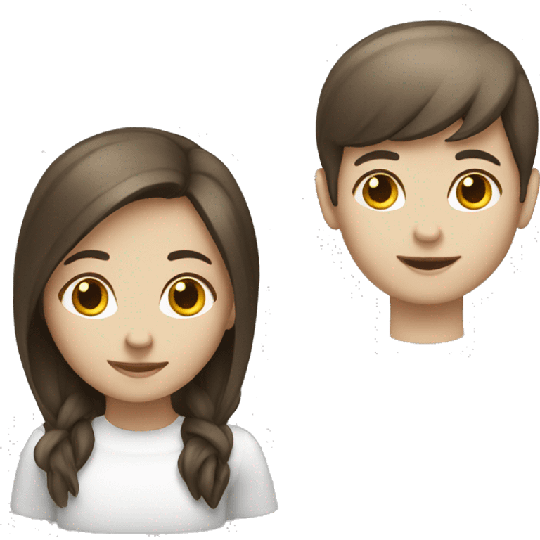 Brunette girl boy white emoji