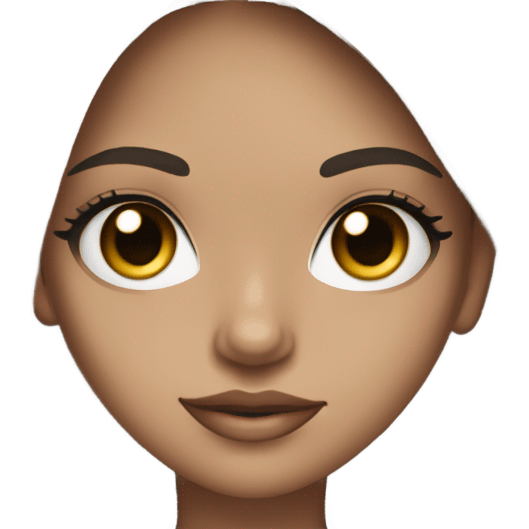 girl with straight, dark brown hair, long lashes, light skin, black eyes, eyeliner with silver hoop earrings emoji