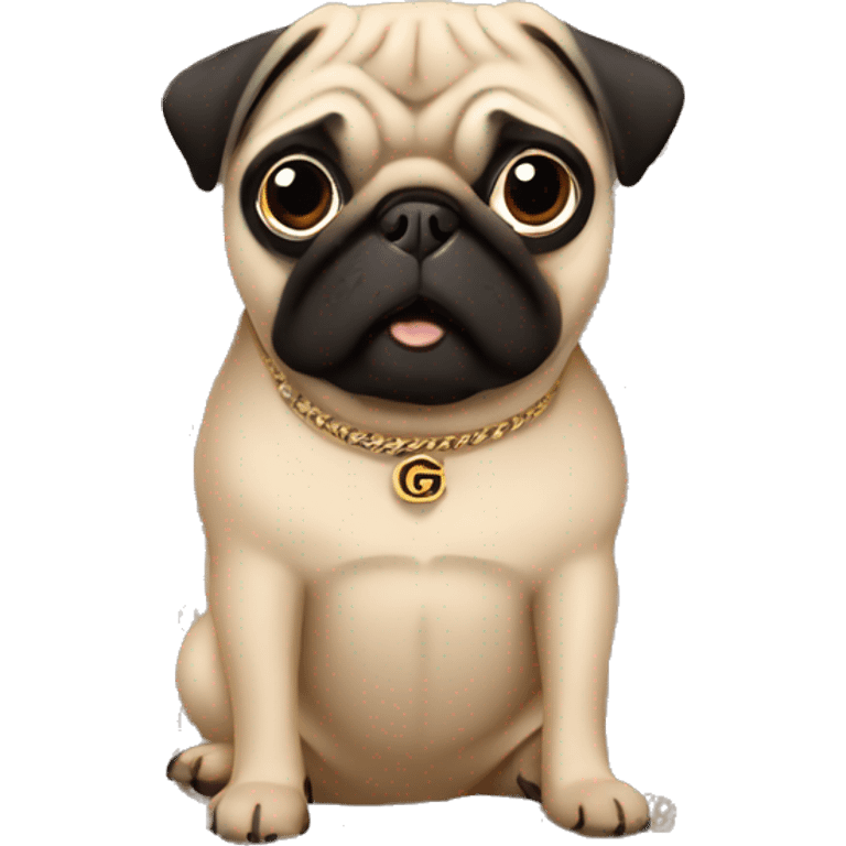 Pug wearing Gucci ￼ emoji