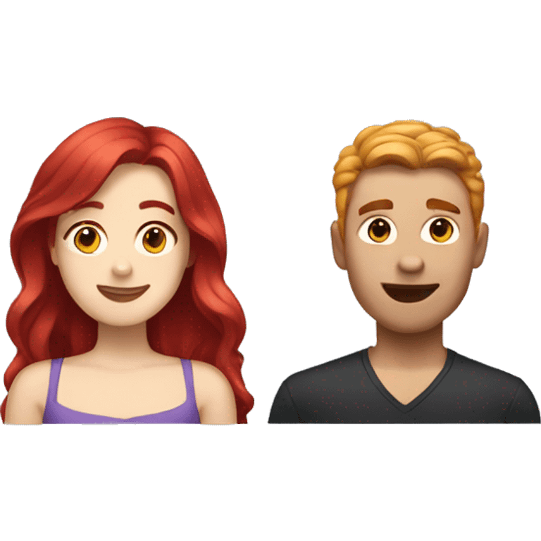 a gay man with short black hair and a white woman with long red hair emoji