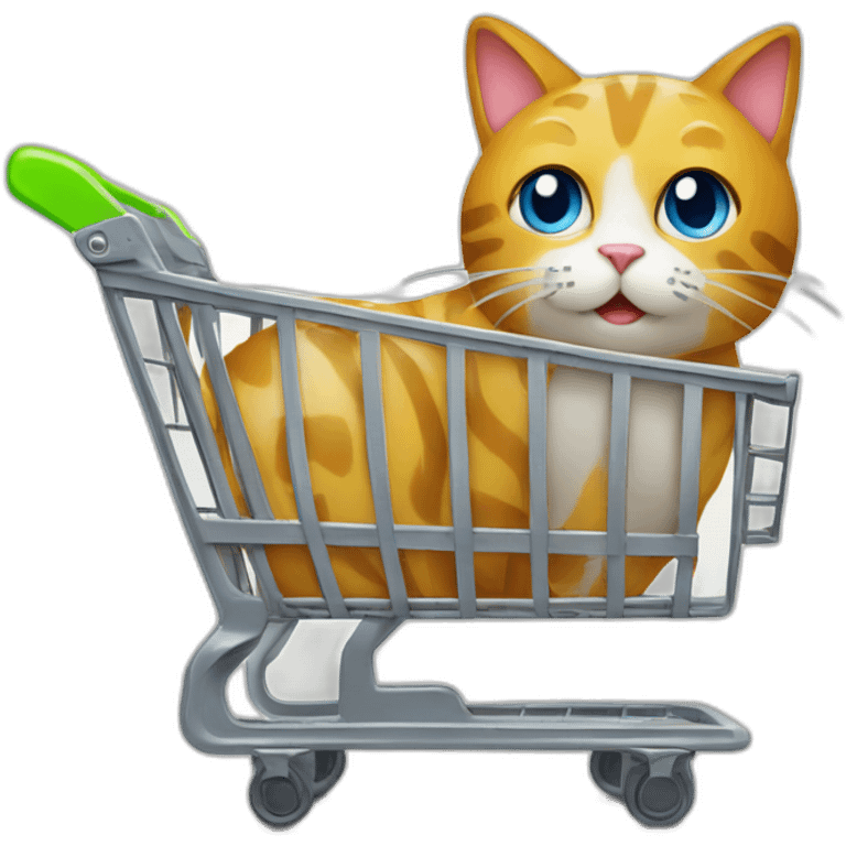 shopping cart with a cat in it emoji