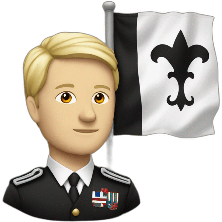 Fond blanc avec une tête de maure en noir au milieu du drapeau emoji