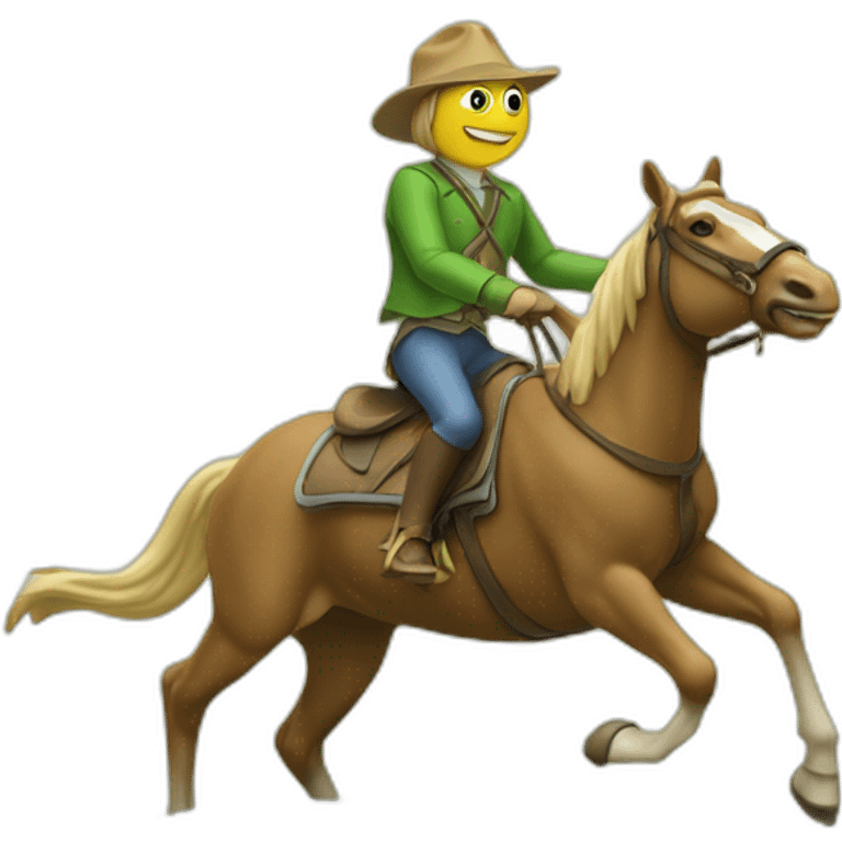 Grenouille sur un cheval qui saute emoji