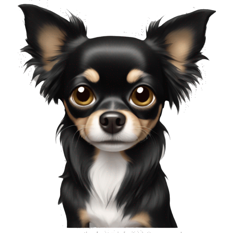 Black long haired chihuahua  emoji