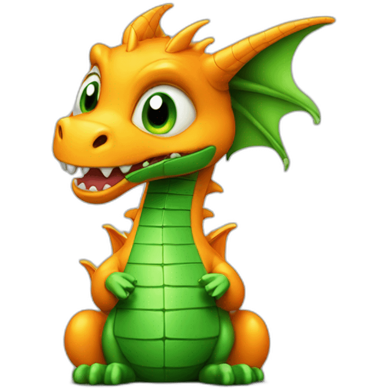 Orange dragon Green eyes playing chess emoji