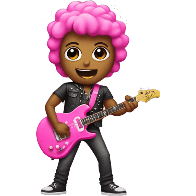 Make a picture of a rockstar in pink  emoji