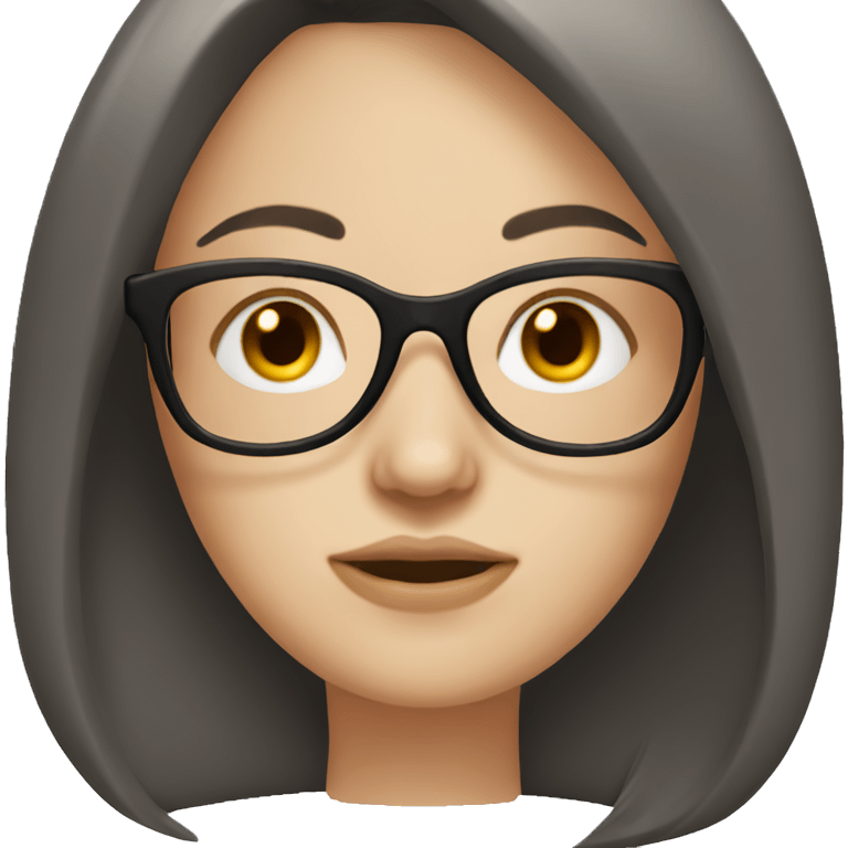 White girl with straight dark hair, wearing eyeglasses  emoji