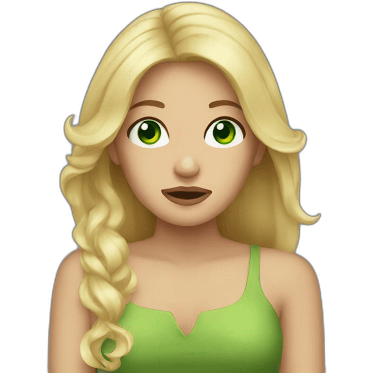 woman with blonde hair and green eyes cry emoji