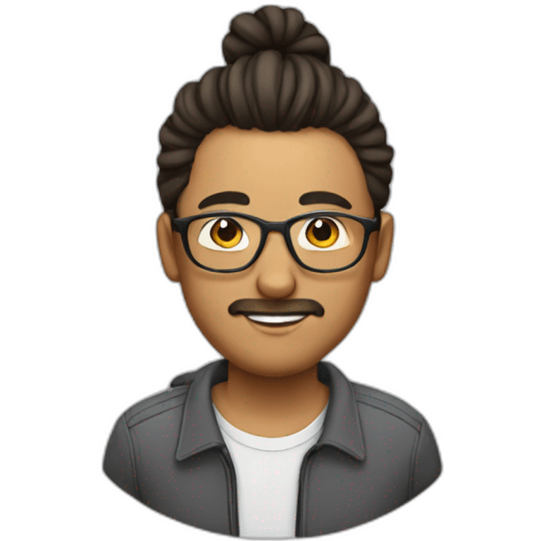 a person with man bun and glasses emoji