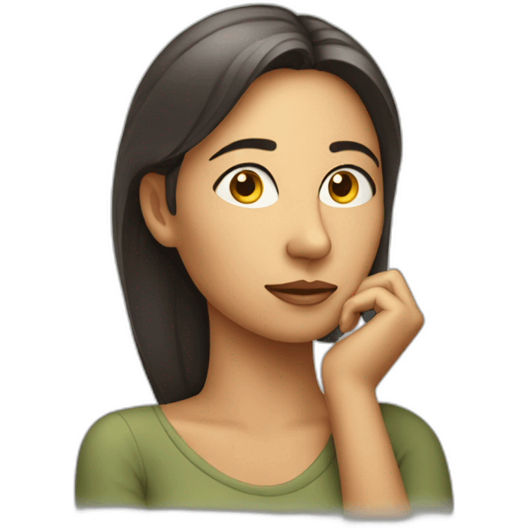 thinking woman with hand on chin emoji