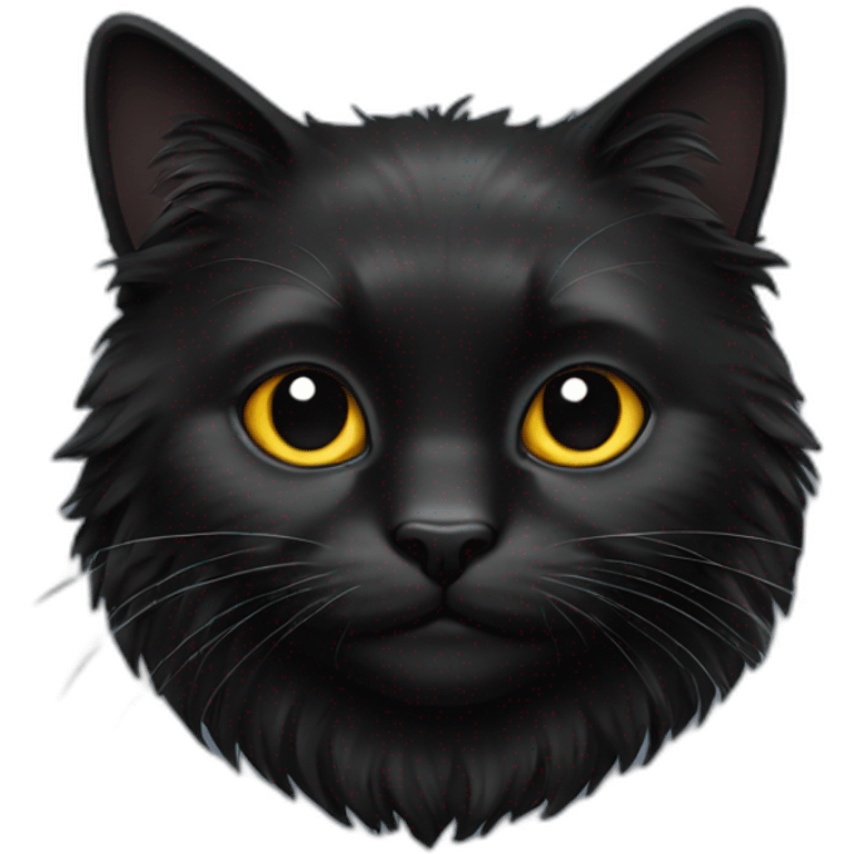 Black cat with full fur emoji