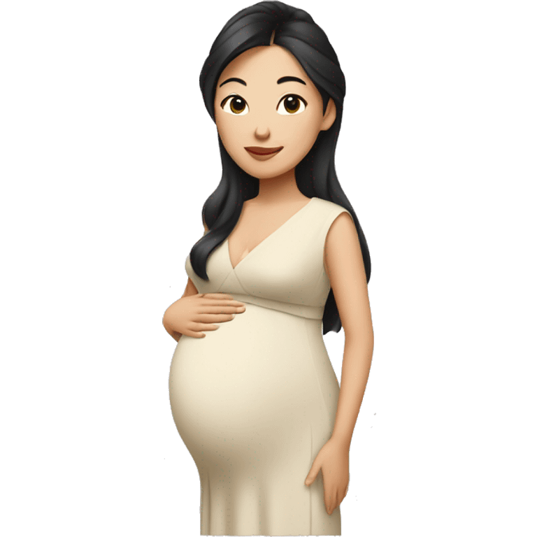 Asian woman in elegant pregnancy dress emoji