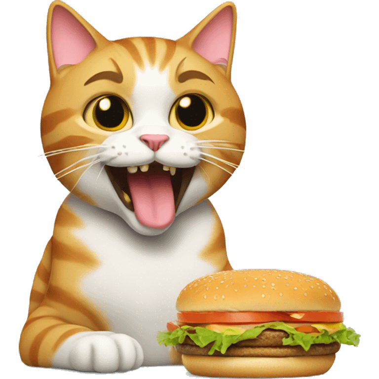 Cat eating burger emoji