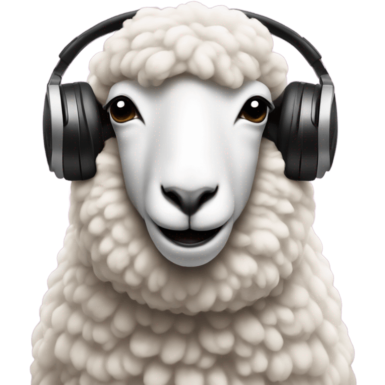 A sheep wearing headphones and DJing at a party emoji