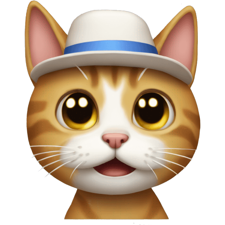 Cat jump scare with hat emoji