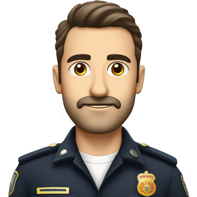 Policia de España, moreno con barba,ojos marrones emoji