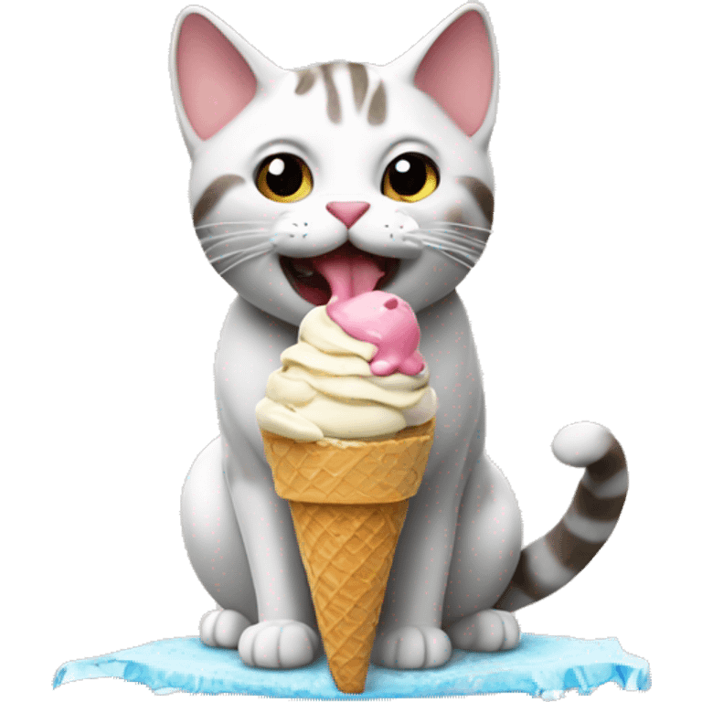 Cat eating ice cream emoji