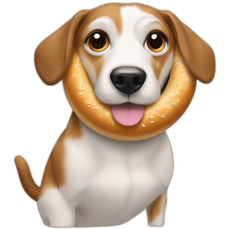 Dog holding a bagel emoji