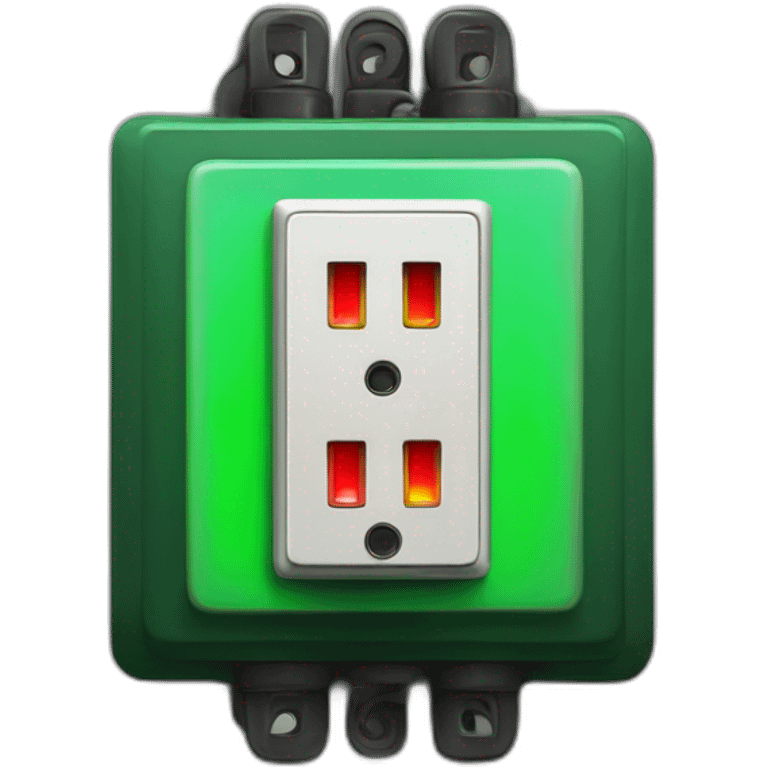 A big electrical switch with a green and red light emoji