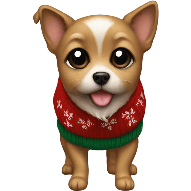 Tiny dog with Christmas sweater  emoji