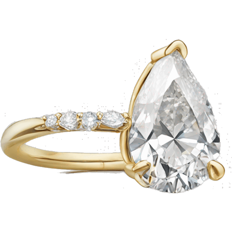 5 carat pear shaped diamond ring on gold band emoji