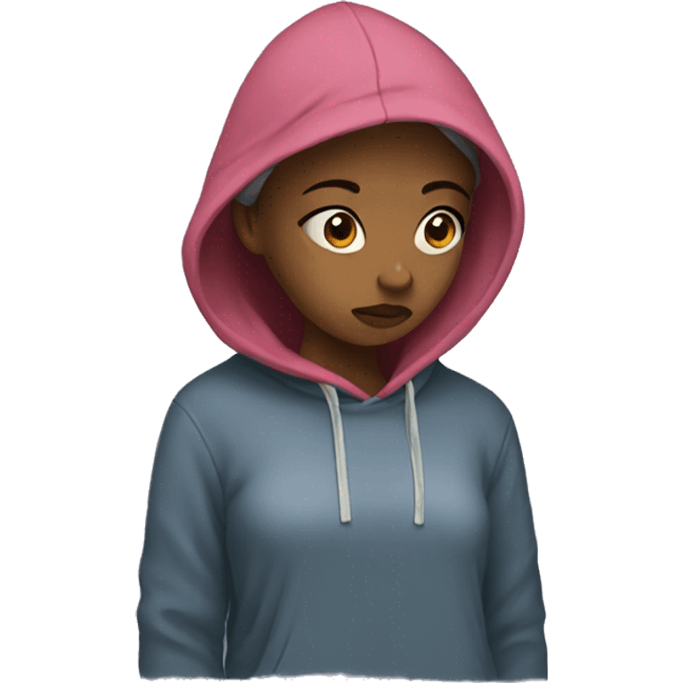 Girl Sad with a hoodie  emoji