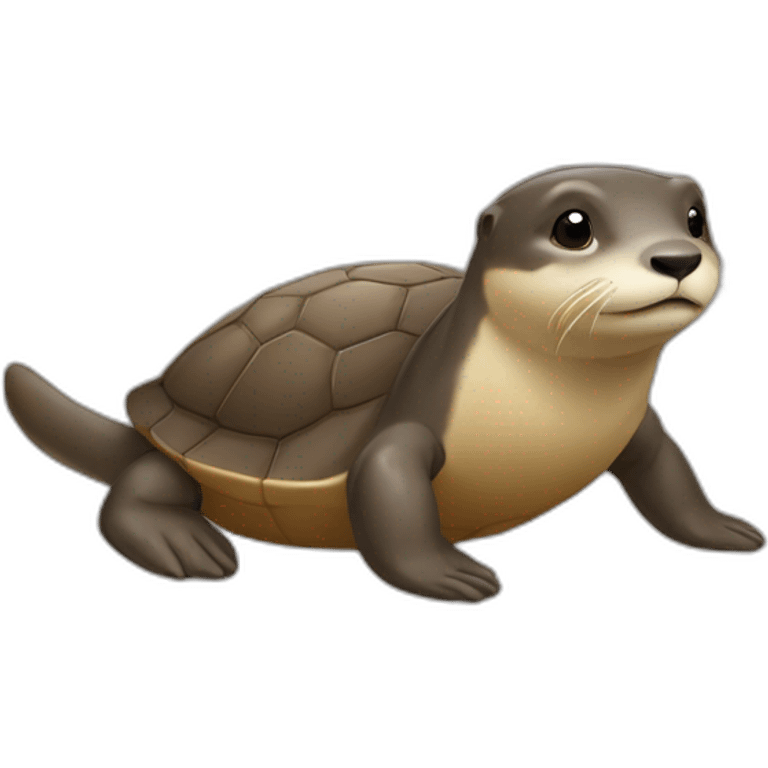 Une loutre sur une tortue emoji