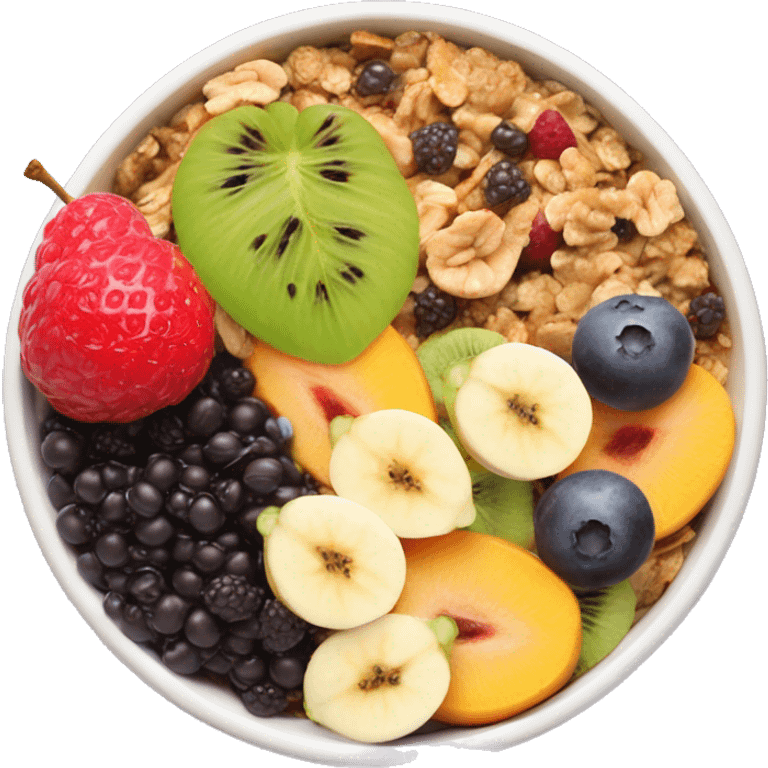 An açai bowl with fruits and granola ￼on it emoji